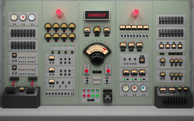 Vintage control room background concept 3D illustration - 321237870