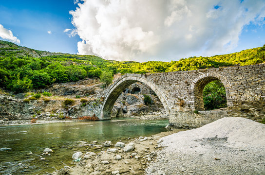 Old ottoman bridge with thermal baths near Permet in Albania