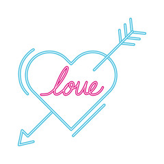 love lettering in heart with arrow isolated icon vector illustration design