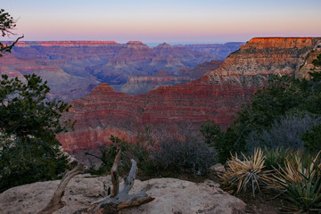 Grand Canyon in sunset sky