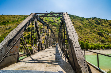 Tepelene, Albania - August 02, 2014. Bridge for cars over river near Tepelene