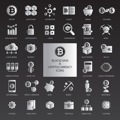 Blockchain And Cryptocurrency Bitcoin Icon Set