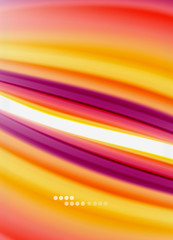 Wave lines abstract background, smooth silk design with rainbow style colors. Liquid fluid color waves. Vector Illustration