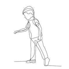 vector, isolated, one line drawing, child, boy