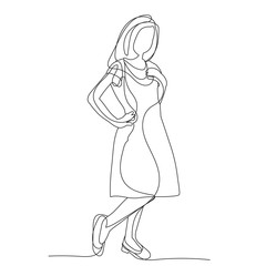 isolated, one line drawing, little girl