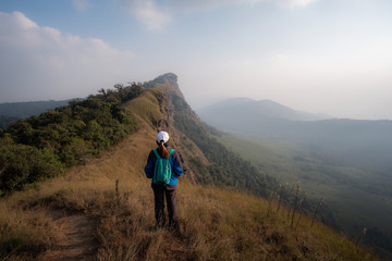 Fototapeta premium woman hiking in mountains