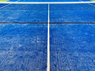 Tennis Court at tennis club. blue texture with net