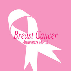 Pink ribbon for breast cancer awareness symbol, vector illustration