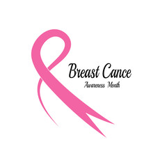 Pink ribbon for breast cancer awareness symbol, vector illustration