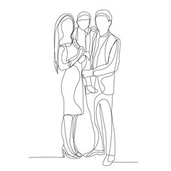  isolated, single line drawing, family