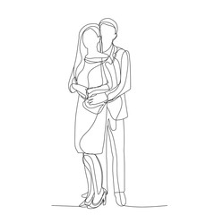 isolated, single line drawing, man and woman