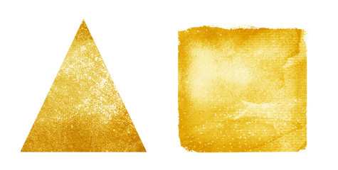 Two watercolor square and  triangle on white