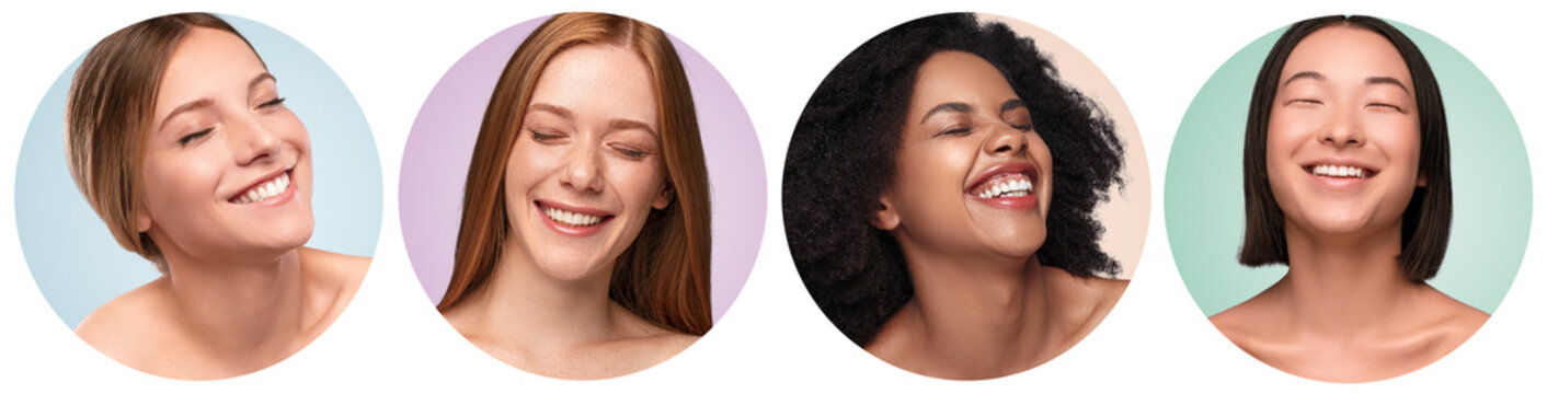 Diverse young women cheerfully laughing