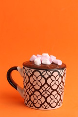cup of delicious homemade chocolate with marshmallows