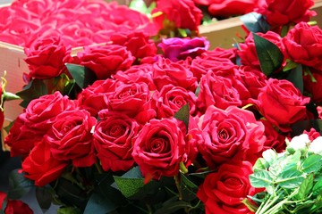 Artificial red rose bouquet