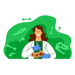 Woman Archeology Scientist Character Illustration