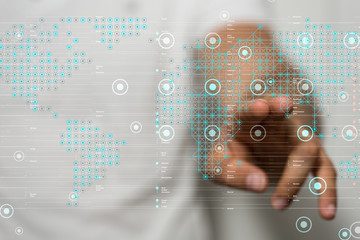 Global network connection. World map point and line composition concept
