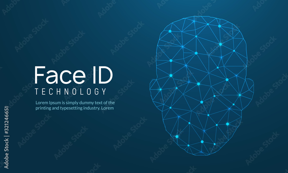 Aufkleber face recognition biometric id. face scan vector digital security technology