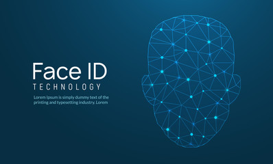 Face recognition biometric ID. Face scan vector digital security technology