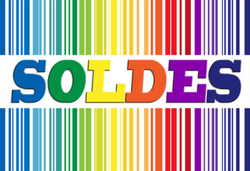 Soldes code barre arc-en-ciel 