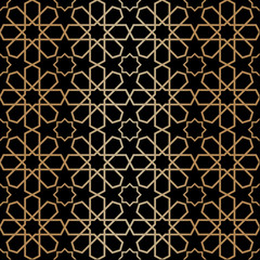 Golden geometric, islamic seamless pattern design. Oriental traditional elegance, luxury decorative background