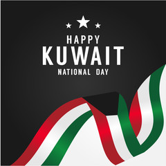 Kuwait National Day Vector Design With Ribbon