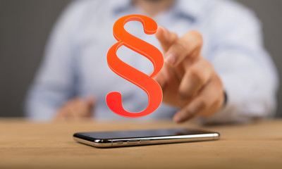 paragraph law sign digital in hand 3d
