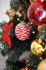 Beautifully decorated Christmas tree. Beautiful Christmas and New Year decorations.	