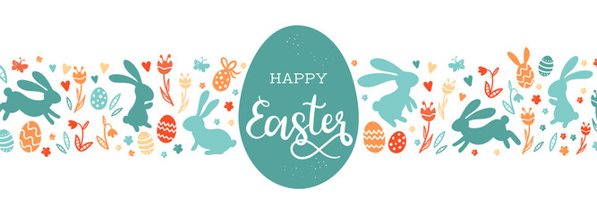 Cute hand drawn easter bunnies design, easter doodle background, great for textiles, banners, wallpapers, wrapping - vector design