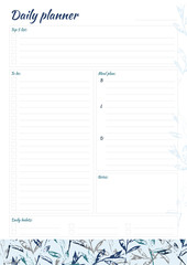 White daily planner with bright leaves design