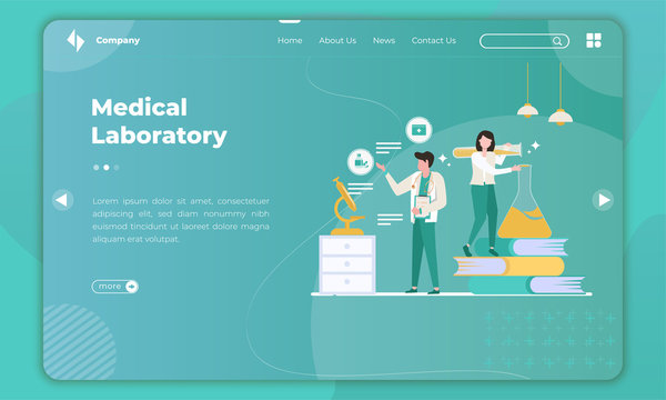 Medical laboratory illustration on landing page template