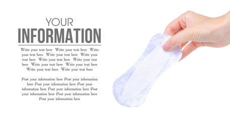 Sanitary pads menstruation white in hand on a white background isolation, copy space