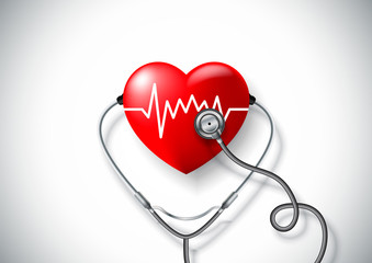 World health day concept with heart and stethoscope