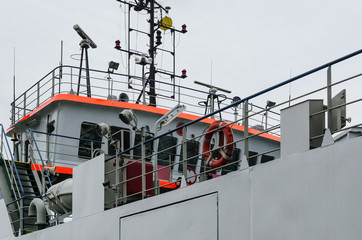 SHIP - Captain bridge, navigation and rescue equipment on deck
