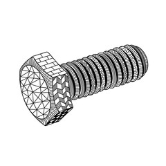 zenart style bolt, doodle, tangle, black and white drawing, patterns, spare part, for printing