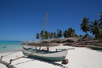 old fishing boat on the ocean beach