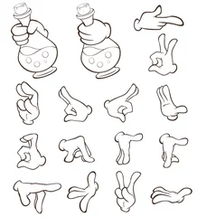 Gartenposter Eine Reihe von Vektor-Cartoon-Illustrationen. Hände mit verschiedenen Gesten für Ihr Design © liusa