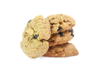 Chocolate chips cookies isolated on white