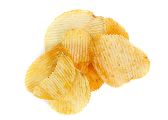 Potato chips isolated on white