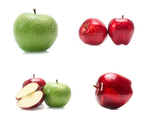 Green apple isolated on white background (set  mix   collection)
