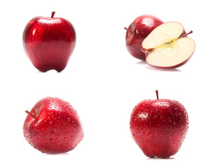 Green apple isolated on white background (set  mix   collection)
