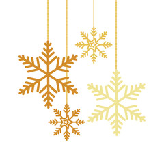 snowflakes christmas hanging isolated icon vector illustration design