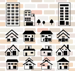 家と建物のイラスト　セット