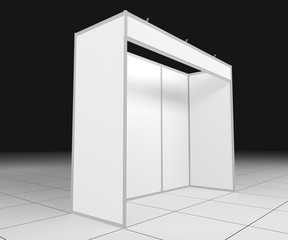 1x3 meters Blank Indoor Exhibition Trade information 3D render on white background, Template for easy presentation