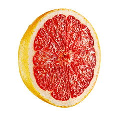 Grapefruit half on white cutout background.