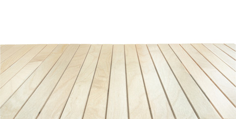 Naklejka premium Wooden deck, planks terrace or table on white
