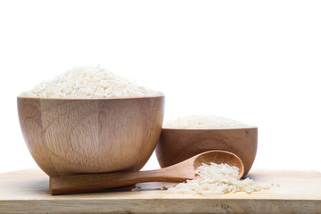 rice in bowl isolated on white background