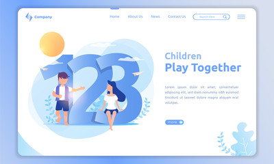 Children's friendship to play together with landing page template