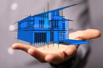 House, Residential Structure, Human Hand. concept.