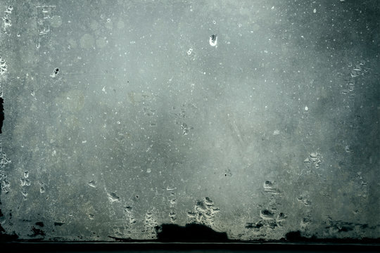 Dirty Glass With Water Vapor Condensation Drops, Grunge Background